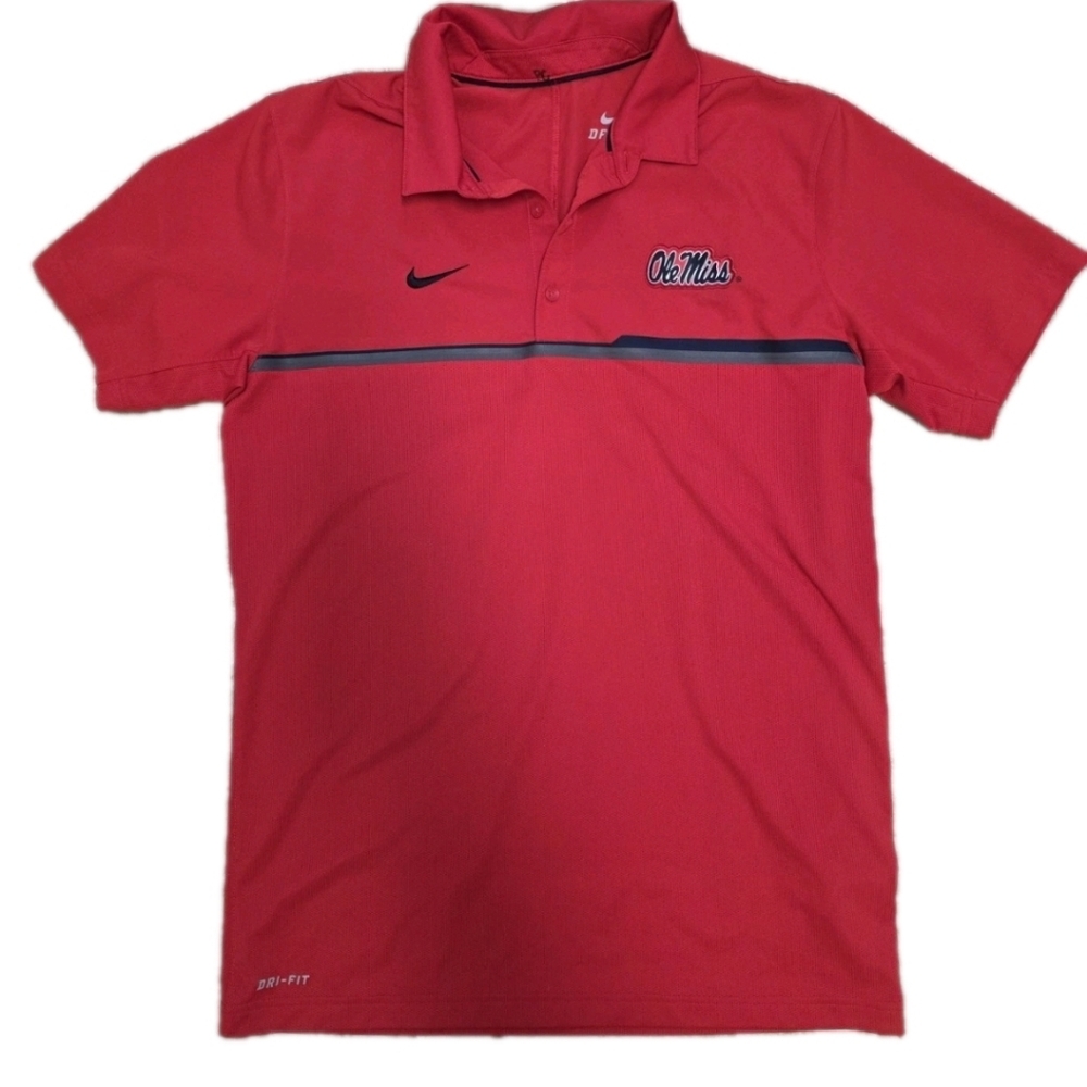 Ole Miss Rebels Polo Shirt Mens Size Medium Coaches Nike Dri Fit Performance